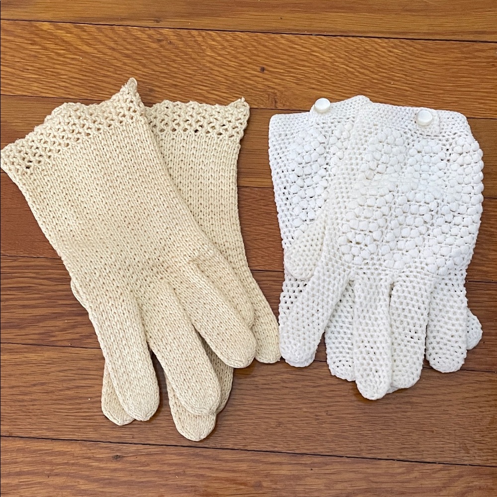 Vintage Knit and Crochet Gloves Set